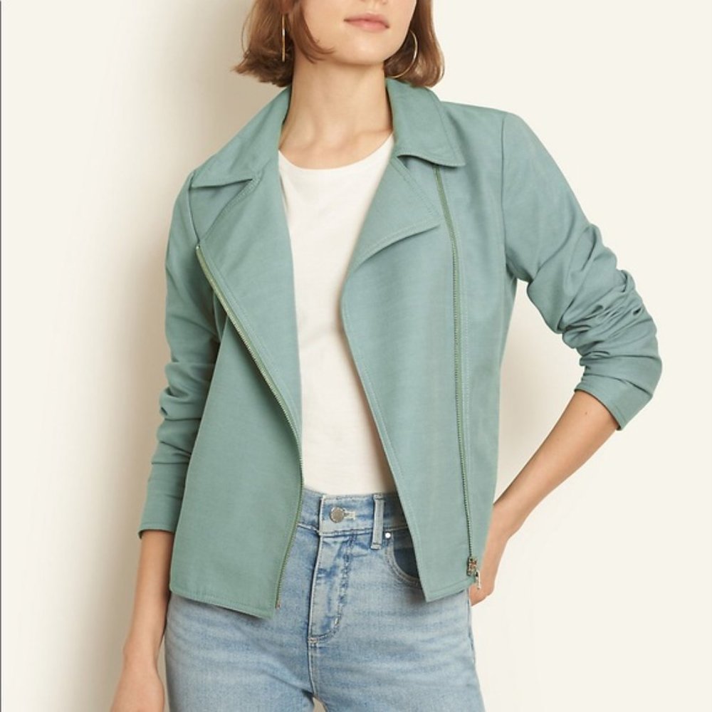 Ann Taylor Petite Linen Moto Jacket